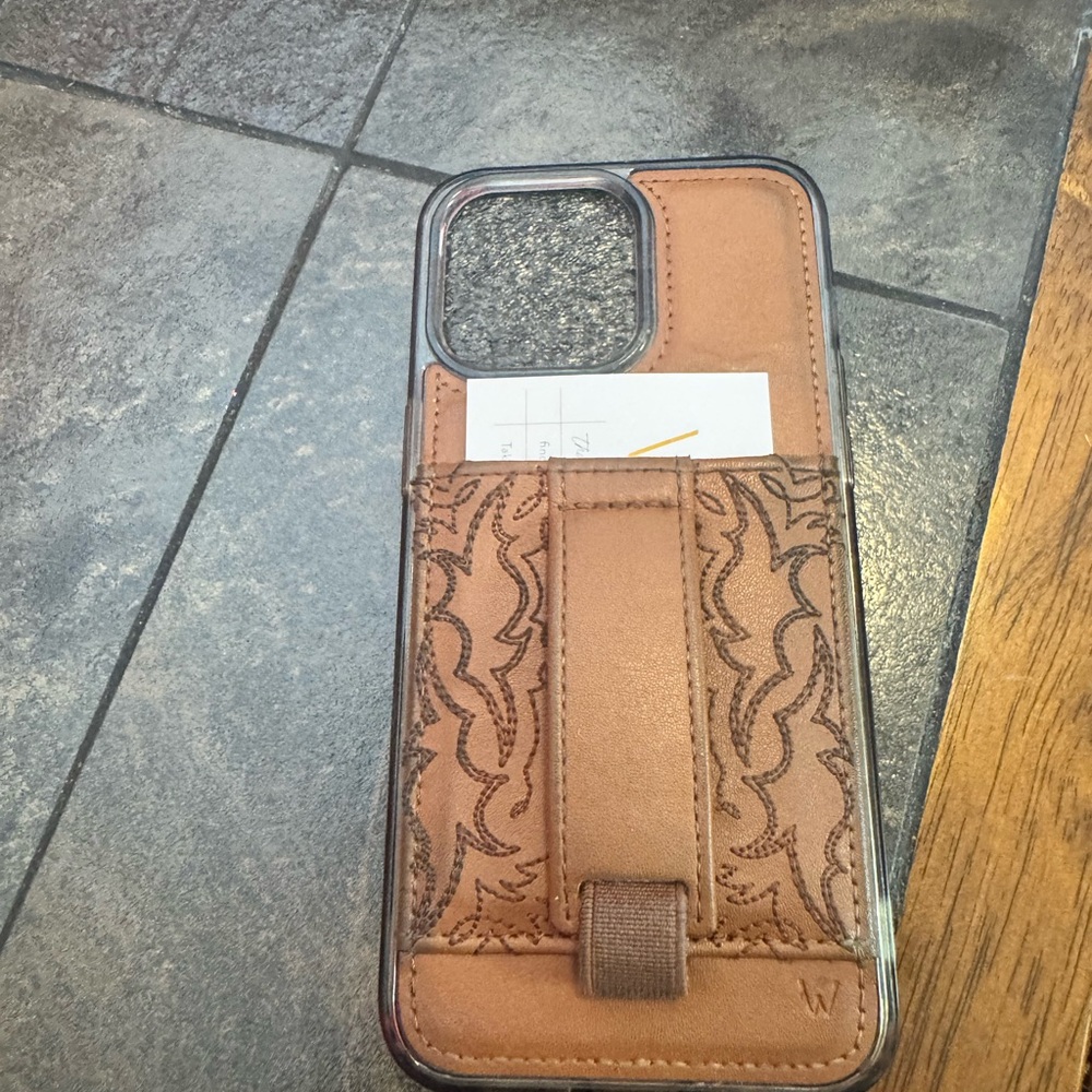 Wallis Tan Leather Phone Case with Card Slot for Iphone 15 pro max.